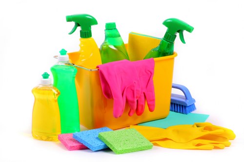 Cleaning staff preparing for an emergency-safe workspace